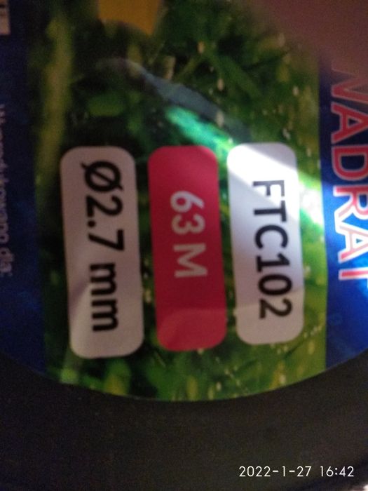 Żyłka kwadrat 2,7 -63metry szpula  do koszenia trawy