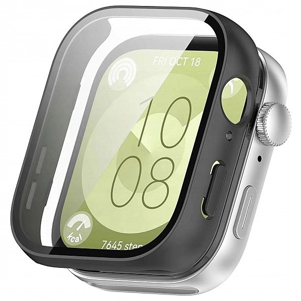 Czarne Etui 360° + Szkło Ochronne do Huawei Watch Fit 3 | 2w1 Pełna Oc