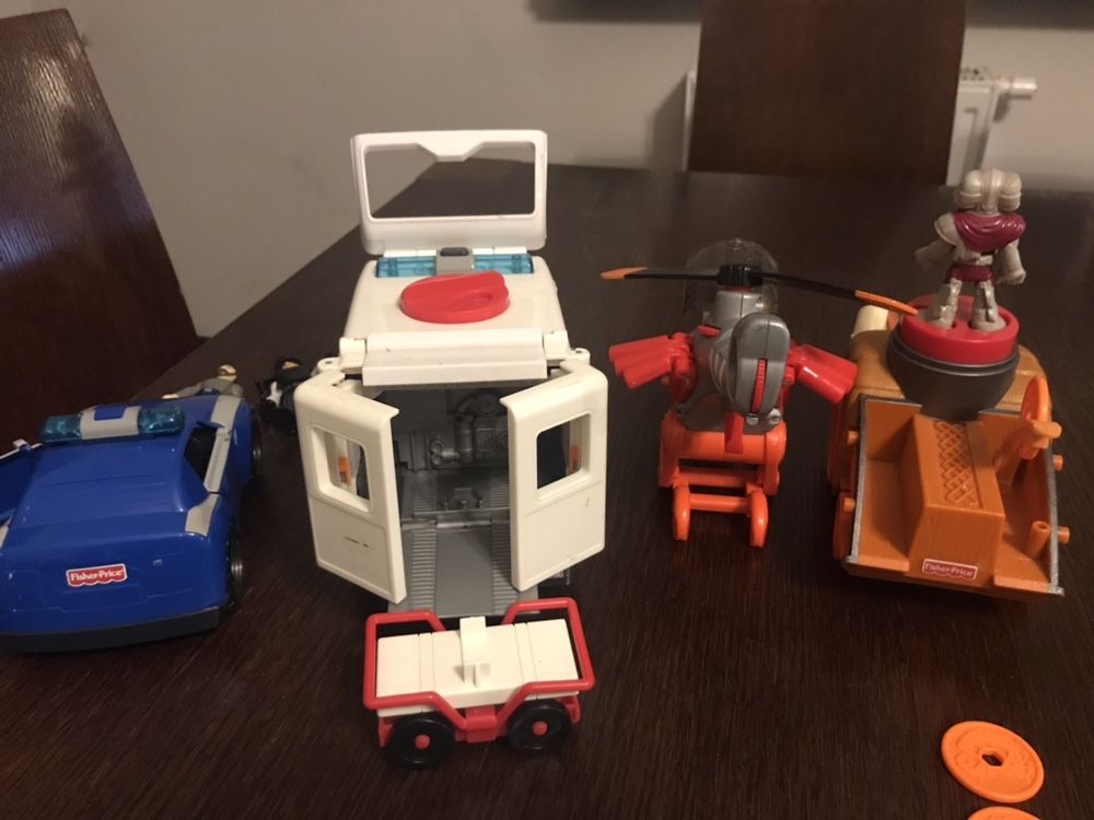 IMAGINEXT Fisher Price, duży zestaw,policja,ambulans, helikopter