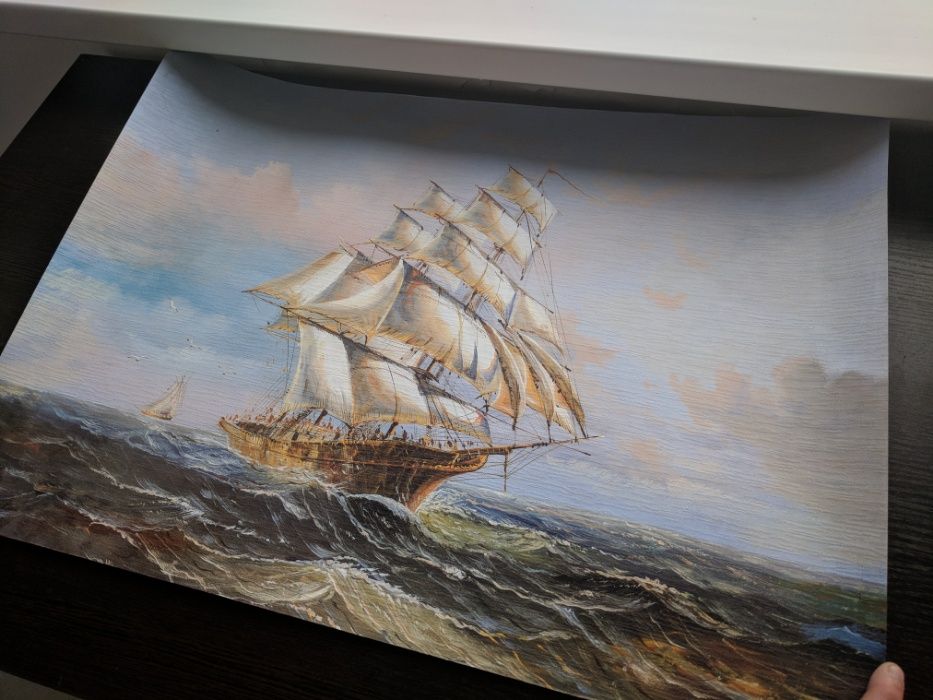 картина маслом корабля на морі, з Італії художник P. Lorenz