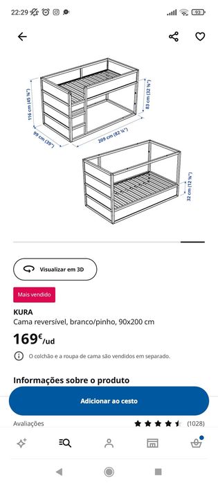 Cama de criança reversível