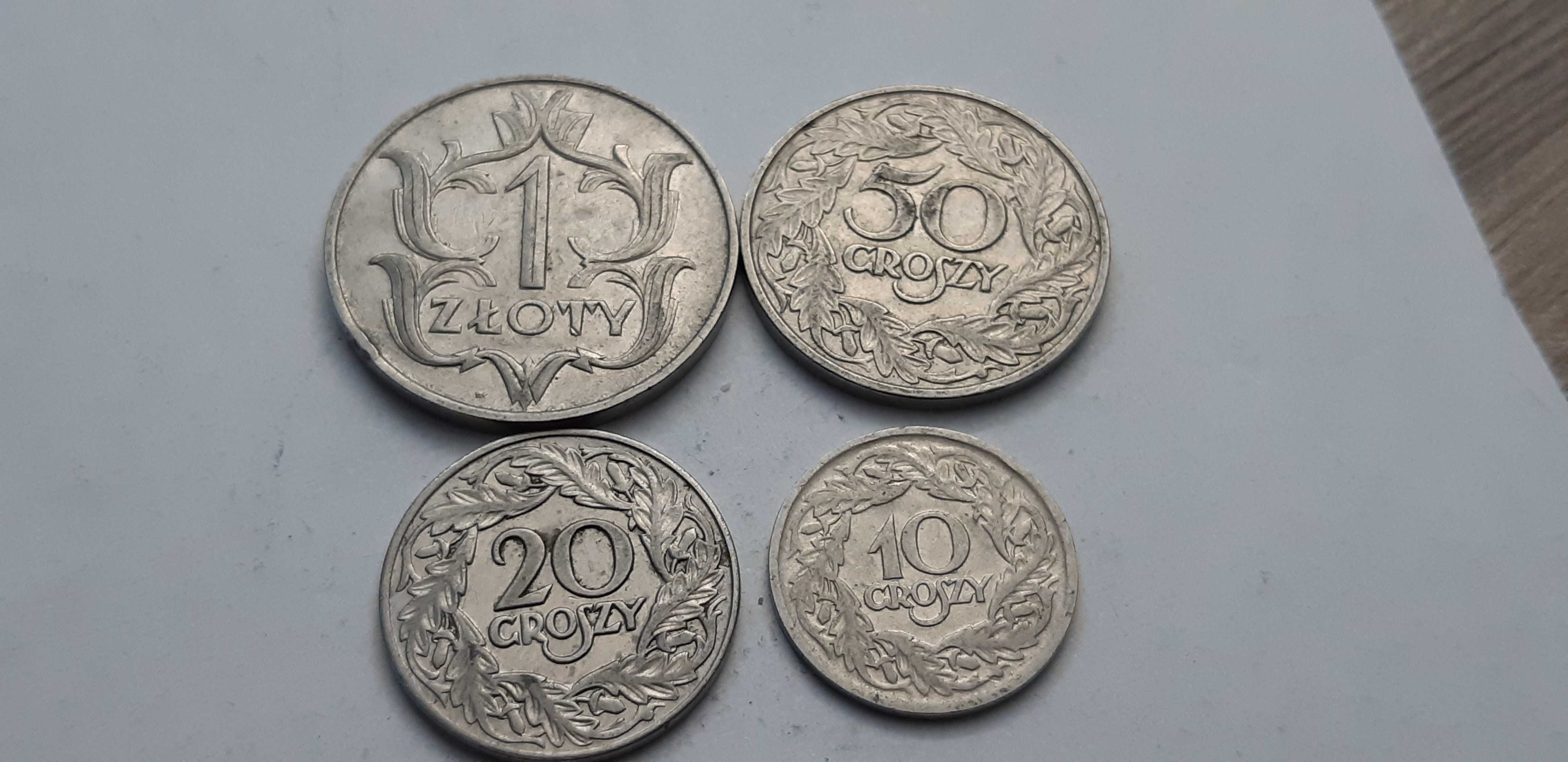 Komplet monet II RP 1zł. 1029, 50 gr. 1923, 20 gr. 1923, 10 gr. 1923