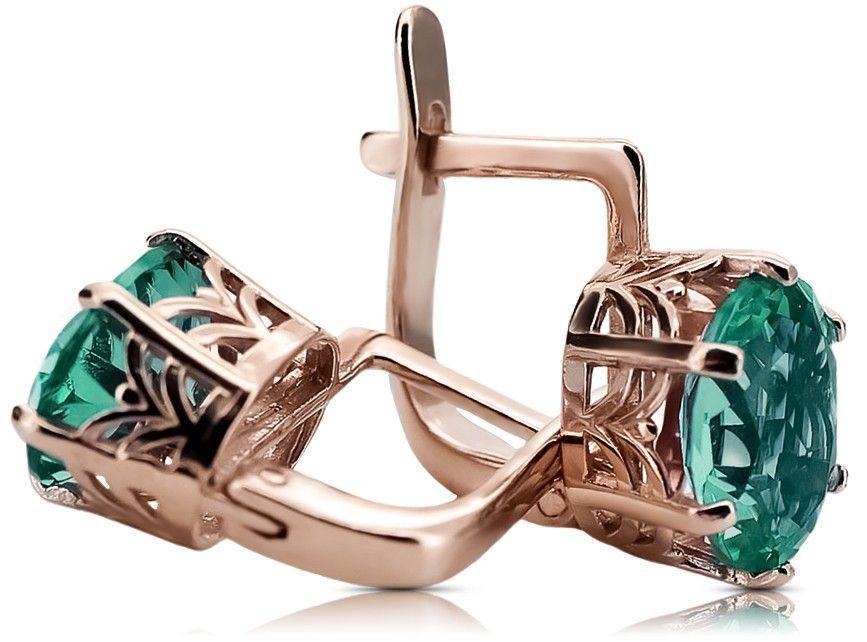 Kolczyki z różowego czerwonego 14k złota 585 z szmaragdem vec003