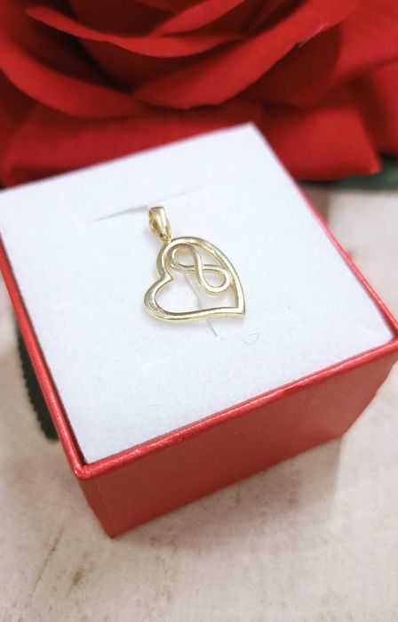 Złota zawieszka p.585/1,06g  Serce Nieskończoność