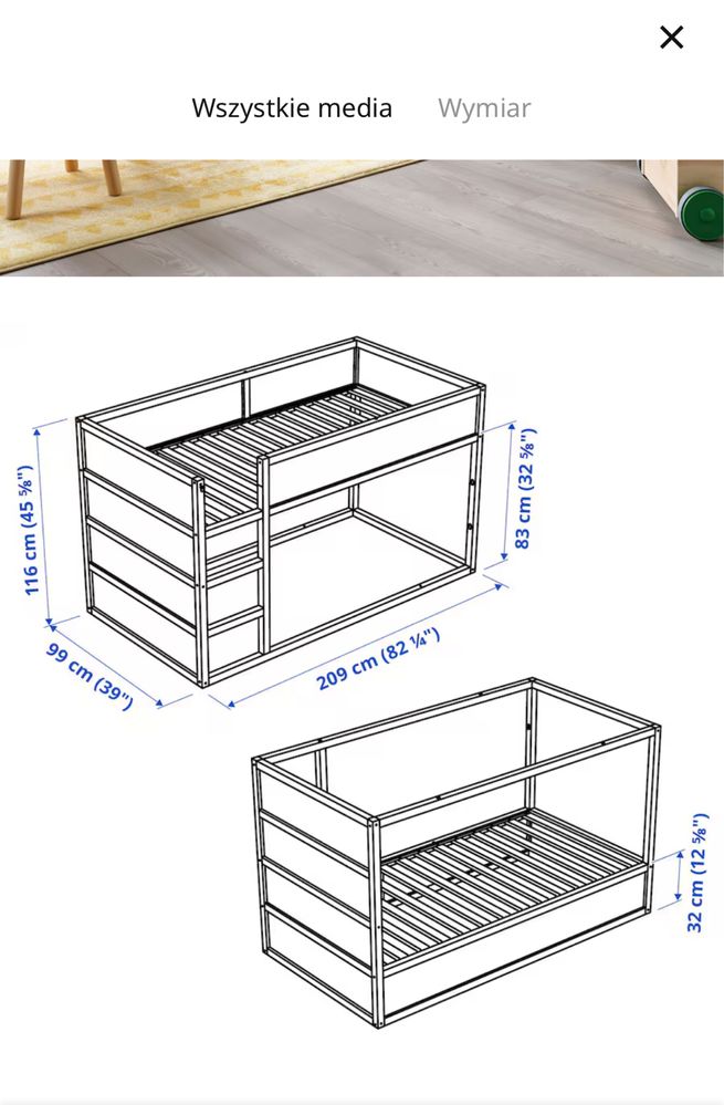 Dwustronne łóżko Ikea Kura +baldachim kosmos