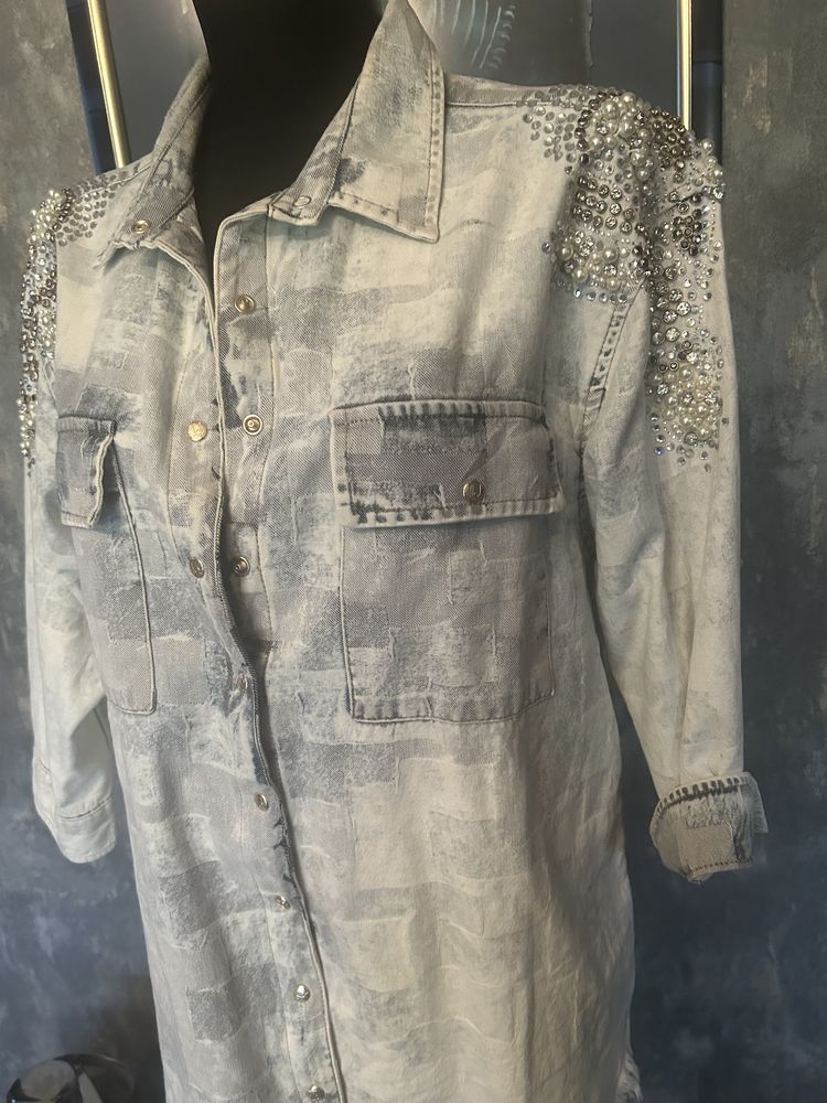 Śliczna koszula jeans D sche - piekne zdobienia  r, L/Xl