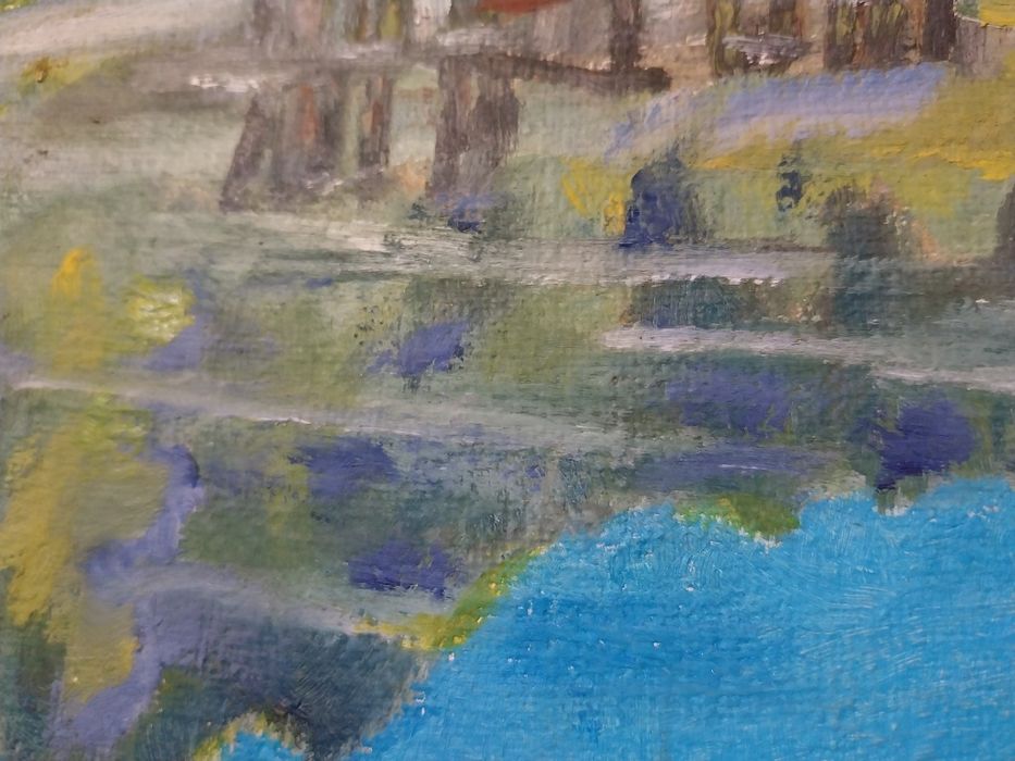 Stary obraz na płótnie olejny 1948 Stolz pejzaż kaszuby antyk