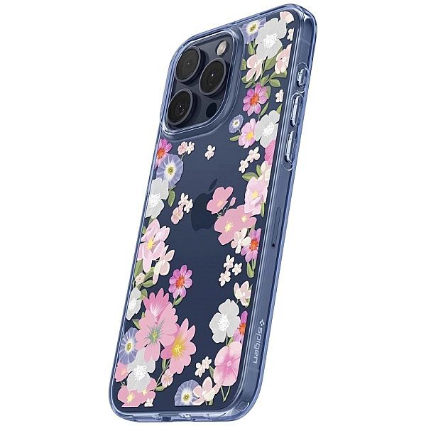 Kobiece kwiatowe Etui Spigen Liquid Tpu do iPhone 15 Pro - Blossom Flo