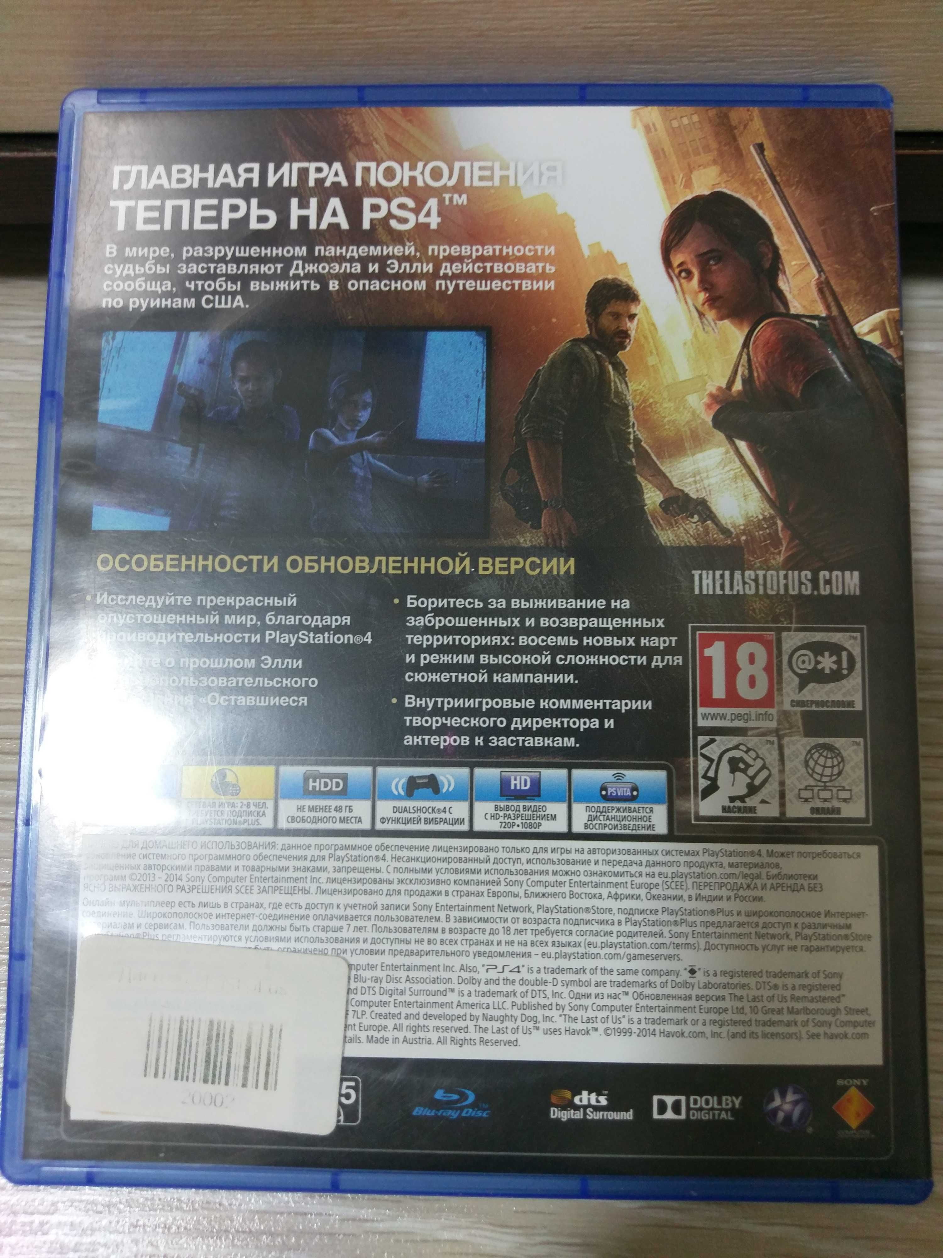 Игровой диск The Last of Us Remastered (Одни из Нас) для PS4, PS5