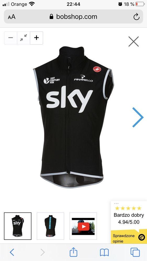 Nowa kamizelka Castelli Team Sky 2018 Perfetto, rozm L