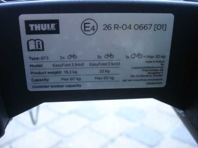 Thule Easy Fold 3 model 945 nowy bagażnik na hak dla 3/4 rowerów