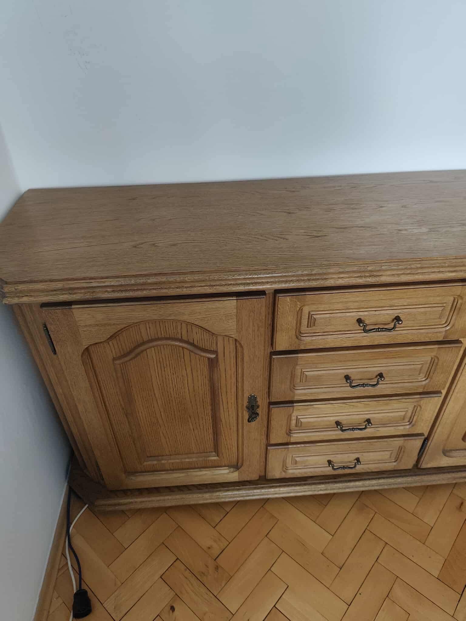 Duża drewniana komoda z PRL