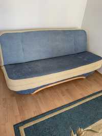 Kanapa rozkładana sofa z funckją spania i pojemnikiem niebieska 200