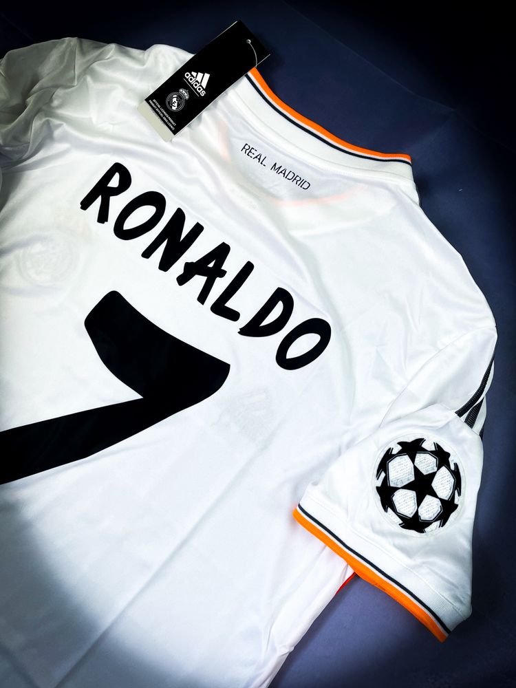Original! Cristiano Ronaldo Real Madrid Adidas Biała Vintage T-shirt M
