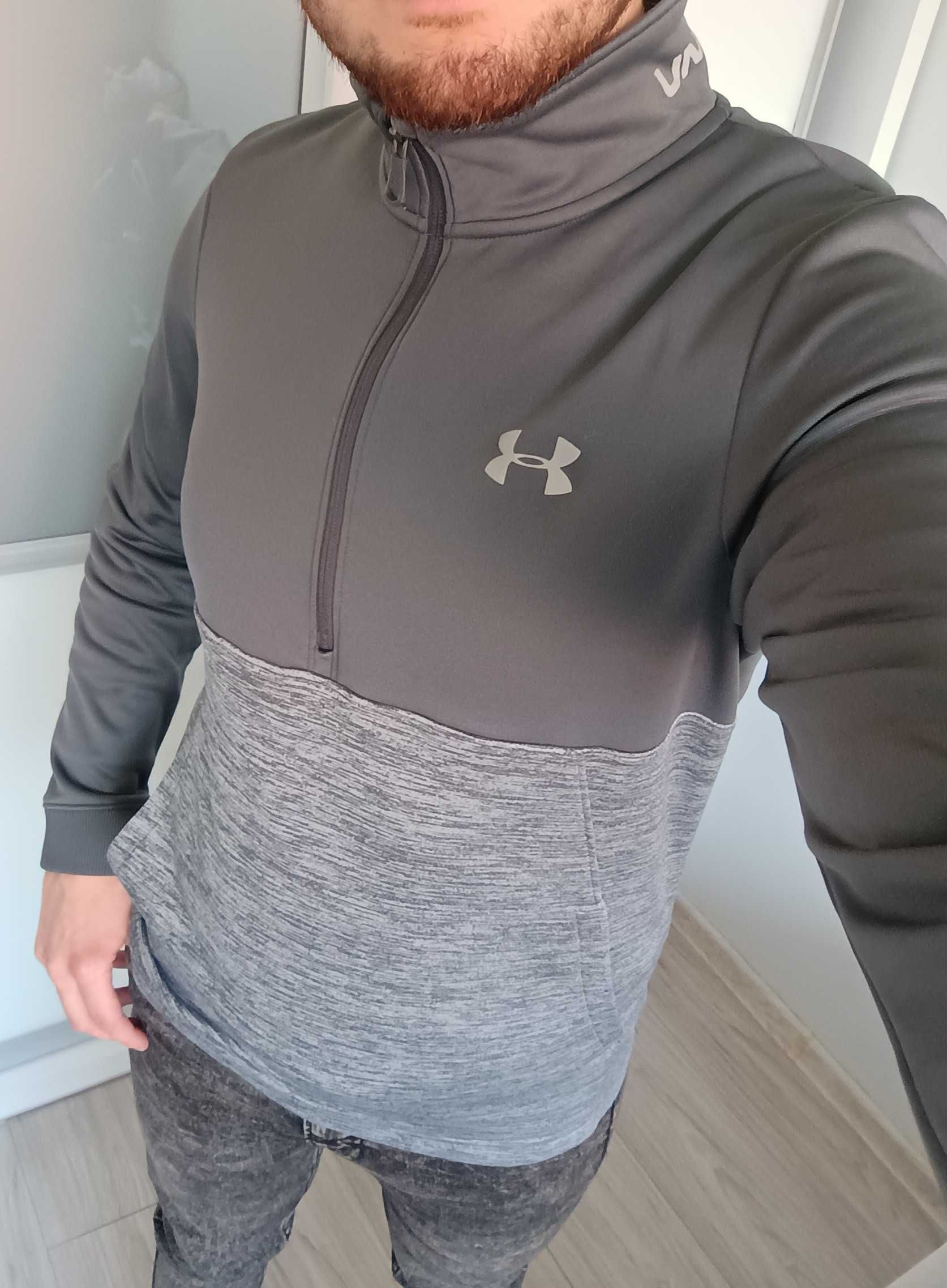 Męska bluza treningowa z polarem Under Armour - rozmiar XS/S, szary