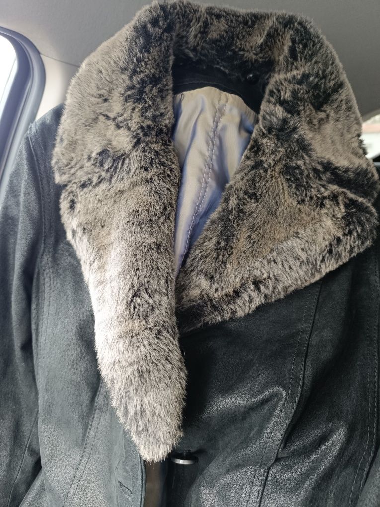 Nowa zamszowa brązowa kurtka Leather Genuine Canda rozm. S