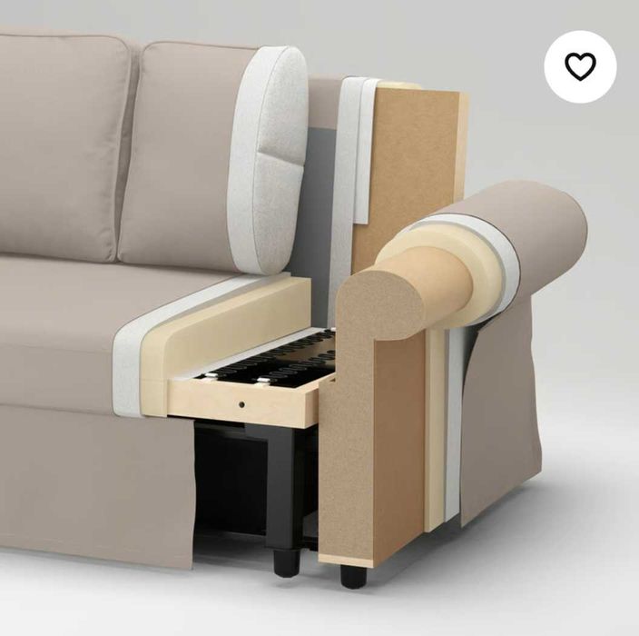 Sofá-cama 3 lugares, bege claro