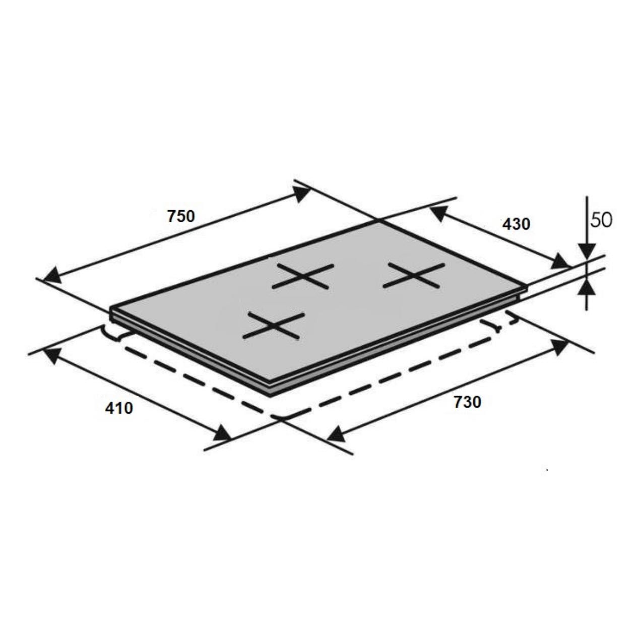 Електрична плита вбудована на три 3 конфорки Elegant вузька поверхня