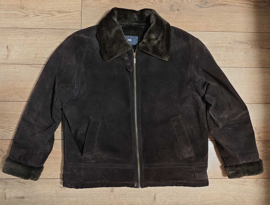 Tcm 52 р. куртка авіатор зимова коричнева шкіряна замша чоловіча пілот