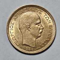 Złota moneta 20 drachm 1884 Grecja Ładny stan, rzadsza