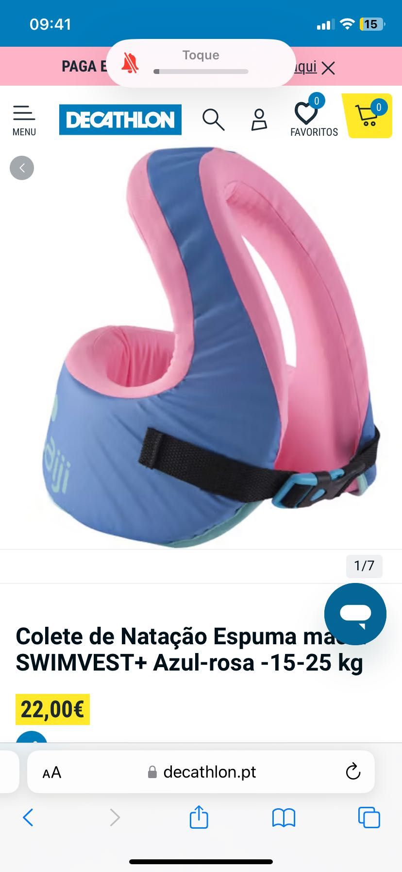 Colete de Natação Espuma ma
SWIMVEST+ Azul-rosa-15-25 kg