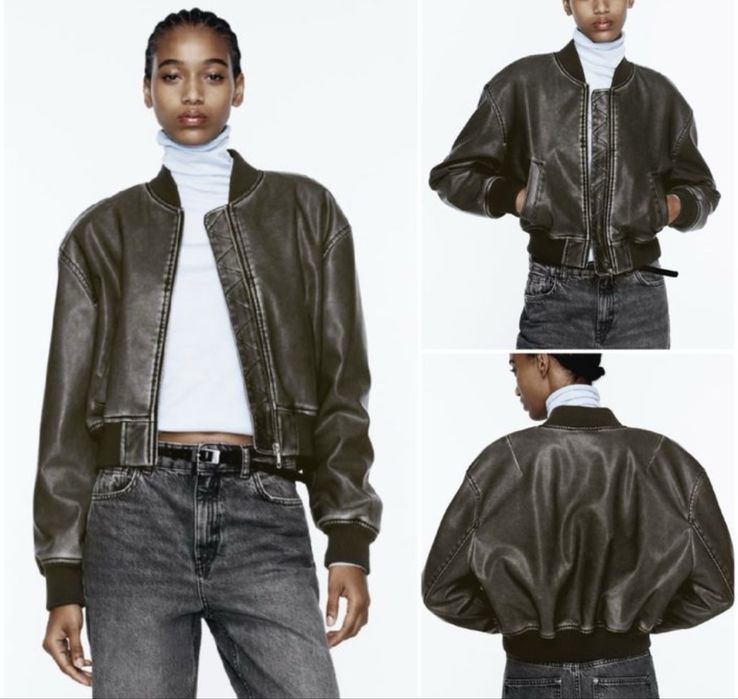 Бомбер кожанка куртка Zara