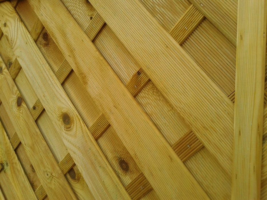 Pergola Płot Panel Drewniany Diagonalny Prosty z Kratką Solidny