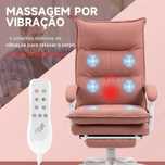 Cadeira de Escritório com Massagem e Aquecimento, Reclinável, Rosa