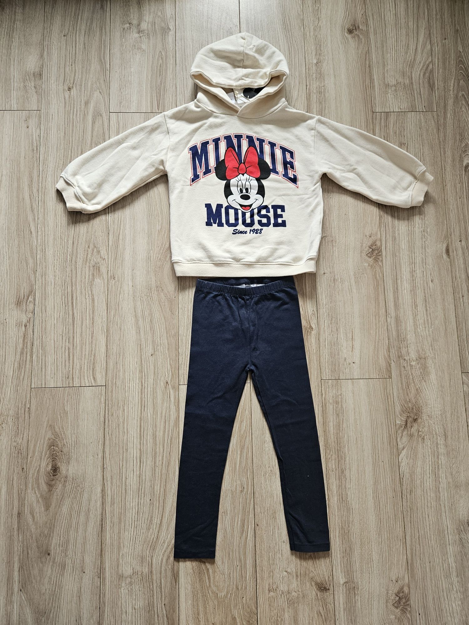 Nowy komplet Zara myszka Minnie Disney legginsy bluza z kapturem