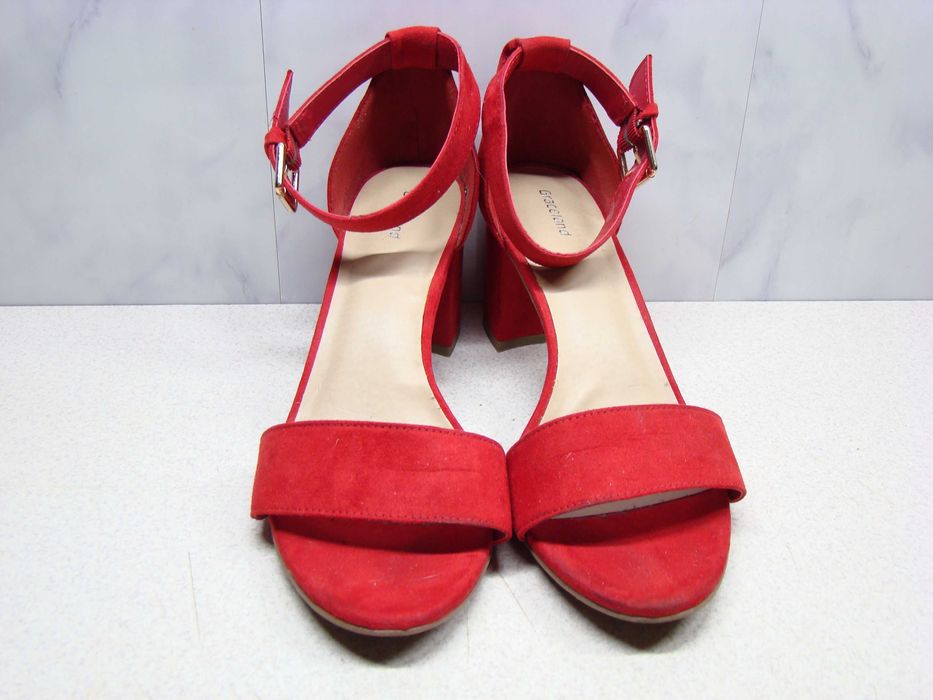 Graceland czerwone sandały R.41 – eleganckie, wygodne stabilny obcas