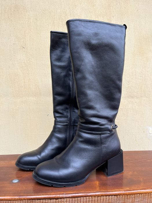 Зимові шкіряні сапожки, чорні, 39 розмір