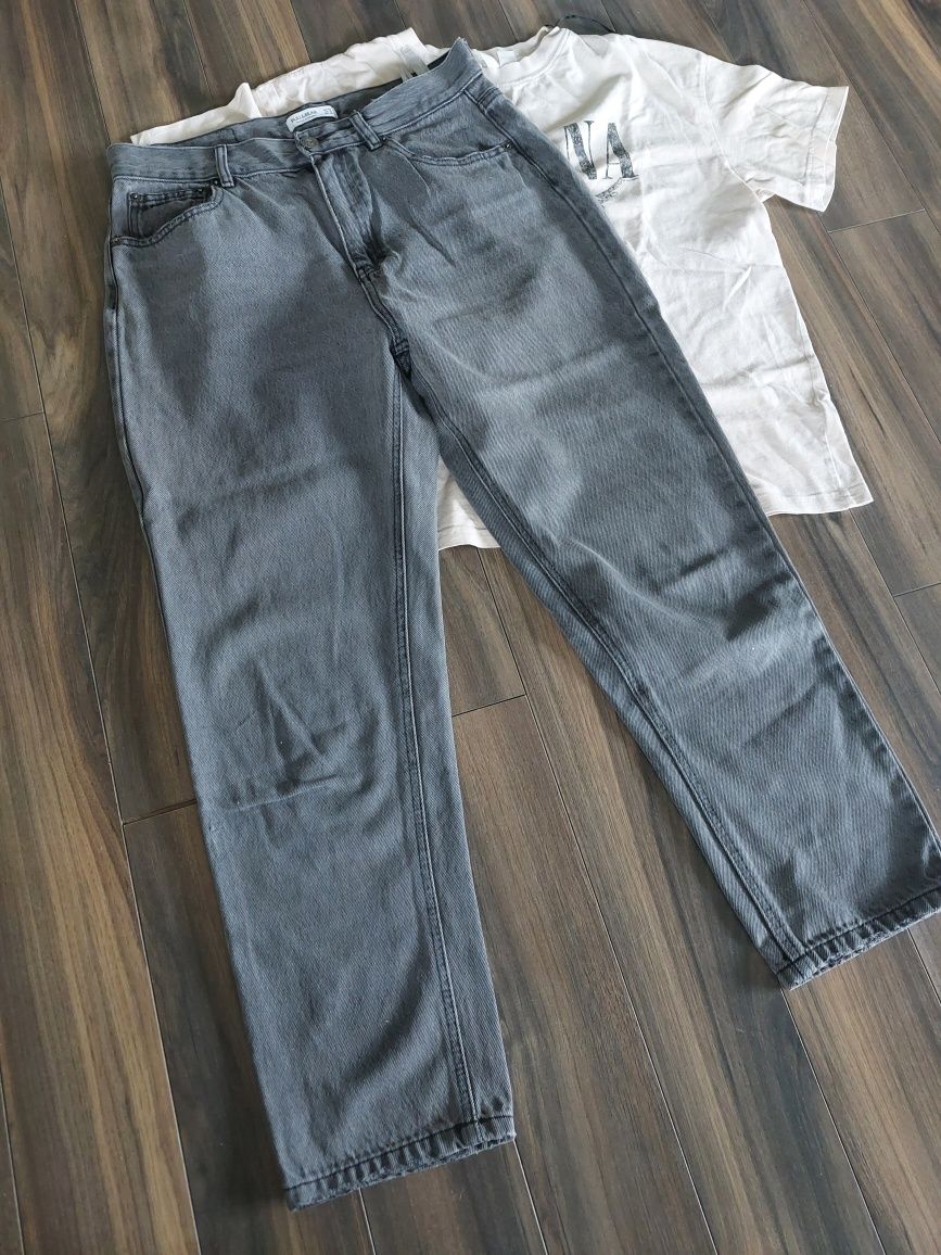 Spodnie jeansowe wysoki stan rozm XL Pull&Bear