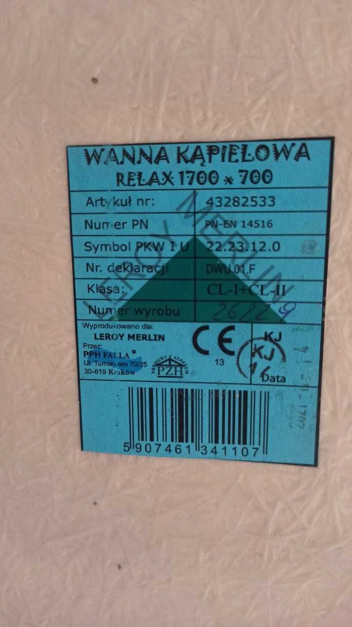 wanna kąpielowa 1700/700