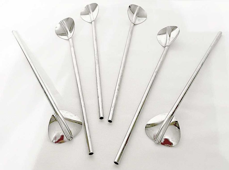 Słomki łyżki metalowa do koktajlu marki WMF 6 sztuk