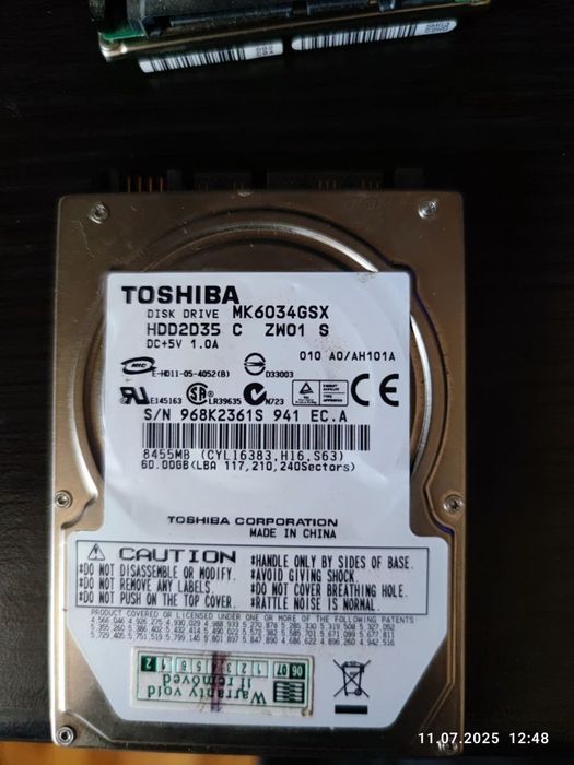 Жорсткий диск 2.5 HDD Toshiba 60Gb