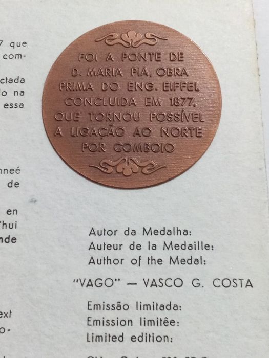 Filo-Medalhística - 1º Centenário do Caminho de Ferro a Norte do Rio D