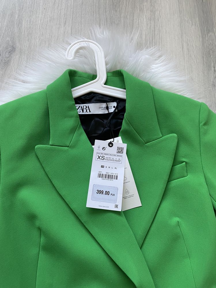 Nowa Marynarkowa sukienka Zara XS S damska zielona elegancka