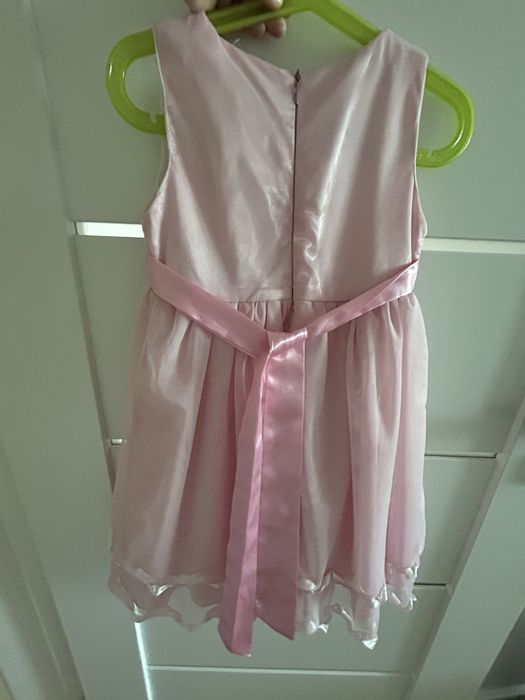 Sukienka 104/110 tiulowa różowa dla dziewczynki na wesele, chrzest