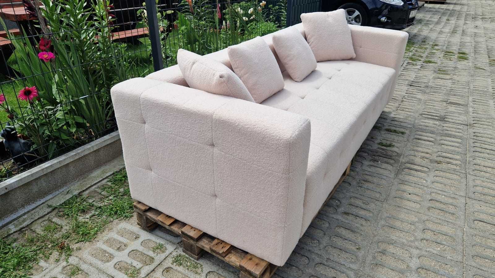 Sofa 3 os kanapa Sztruksowa pluszowa poduszki beżowa kremowa f spania
