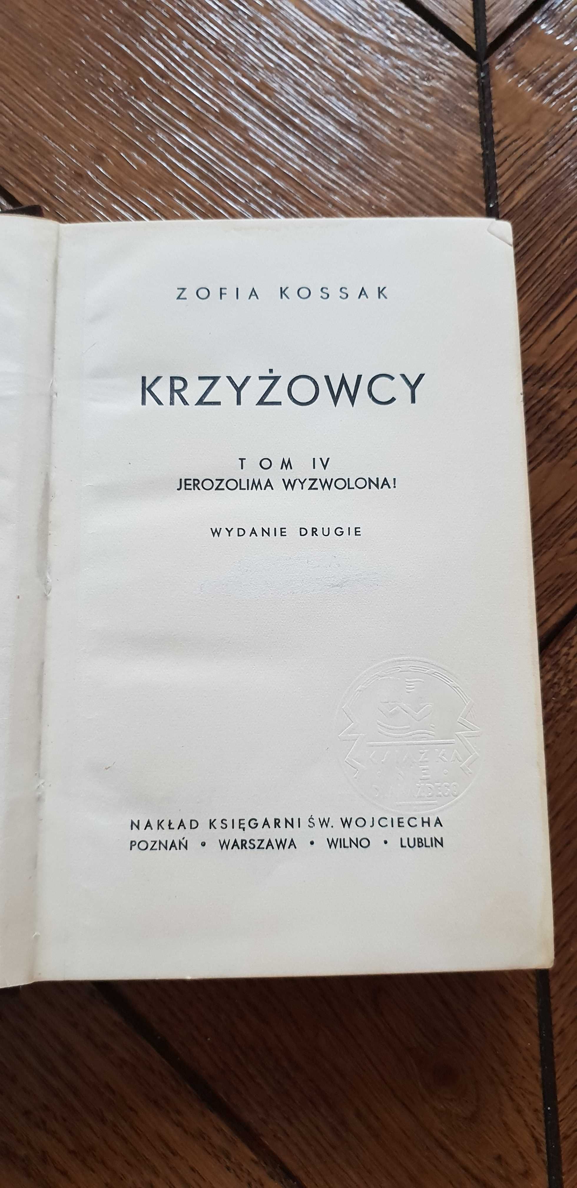 Książka rok 1939 "Krzyżowcy" Zofia Kossak - tom IV