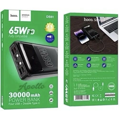 Повербанк Hoco DB81 Apollo 30000 mAh 65W PD/QC Black