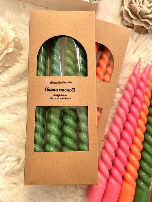 Свічки ручної роботи столові комплект бджолиний віск