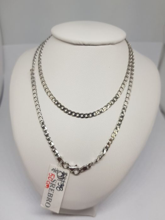 Srebrny rodowany łańcuszek splot pancerka srebro 925 długość 50cm