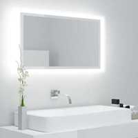 Espelho casa banho c/ LED 80x8,5x37cm acrílico branco brilhante