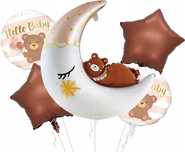 zestaw balonów miś księżyc roczek dekoracja hel 5szt baby shower