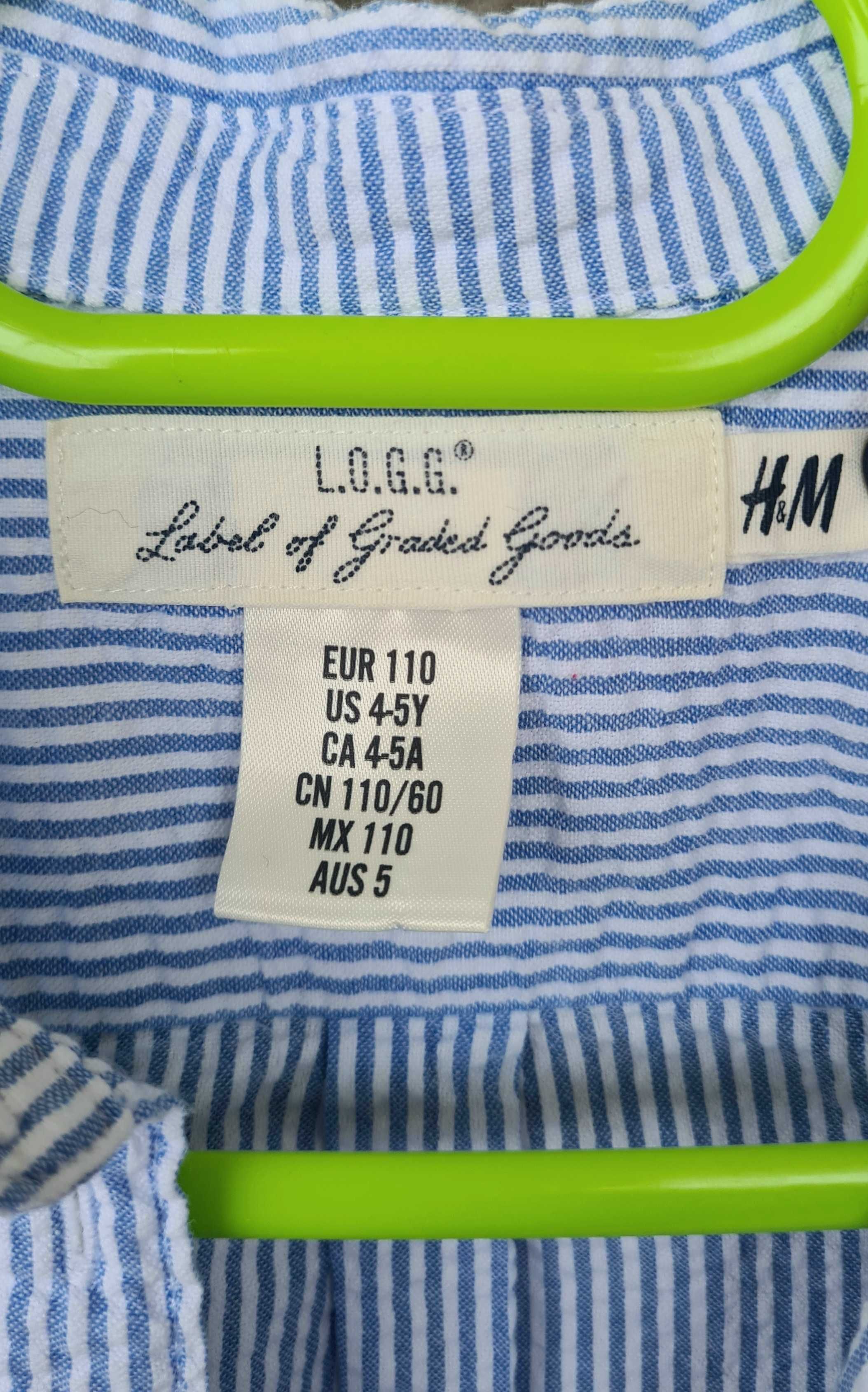 Bawełniana koszula H&M w paski roz 110 cm