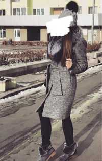 Пальто зимнее Tiara шерстяное с натуральным мехом