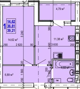 Продам 1 комн. квартиру 39.2 м2 в новострое ЖК Валентиновская РА
