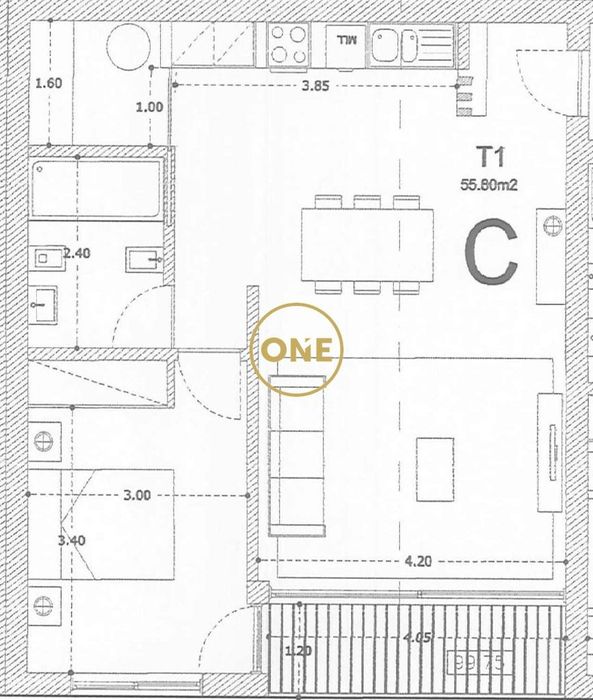 Apartamento T1 em Calendário