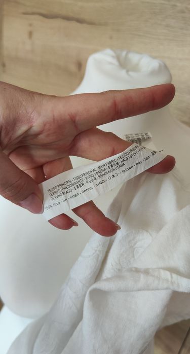 Lniana bluzka z krótkim rękawem haft róże Zara S